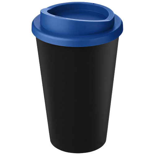Gobelet publicitaire recyclé 350ml Americano® Noir et Bleu minéral